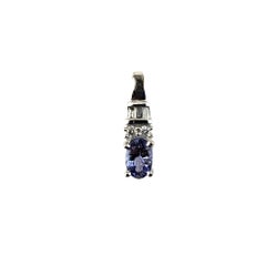 Colgante de oro blanco de 14 quilates con tanzanita y diamantes #20362