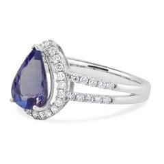 14 Karat White Gold Tanzanite and Diamond Ring