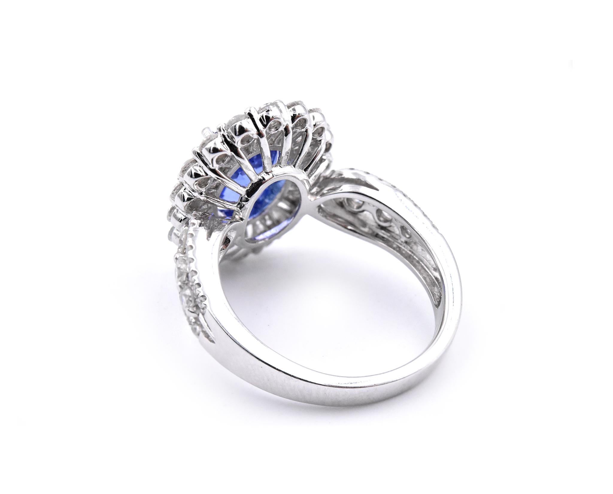 14 Karat Weißgold Tansanit und Diamant-Ring im Zustand „Hervorragend“ im Angebot in Scottsdale, AZ
