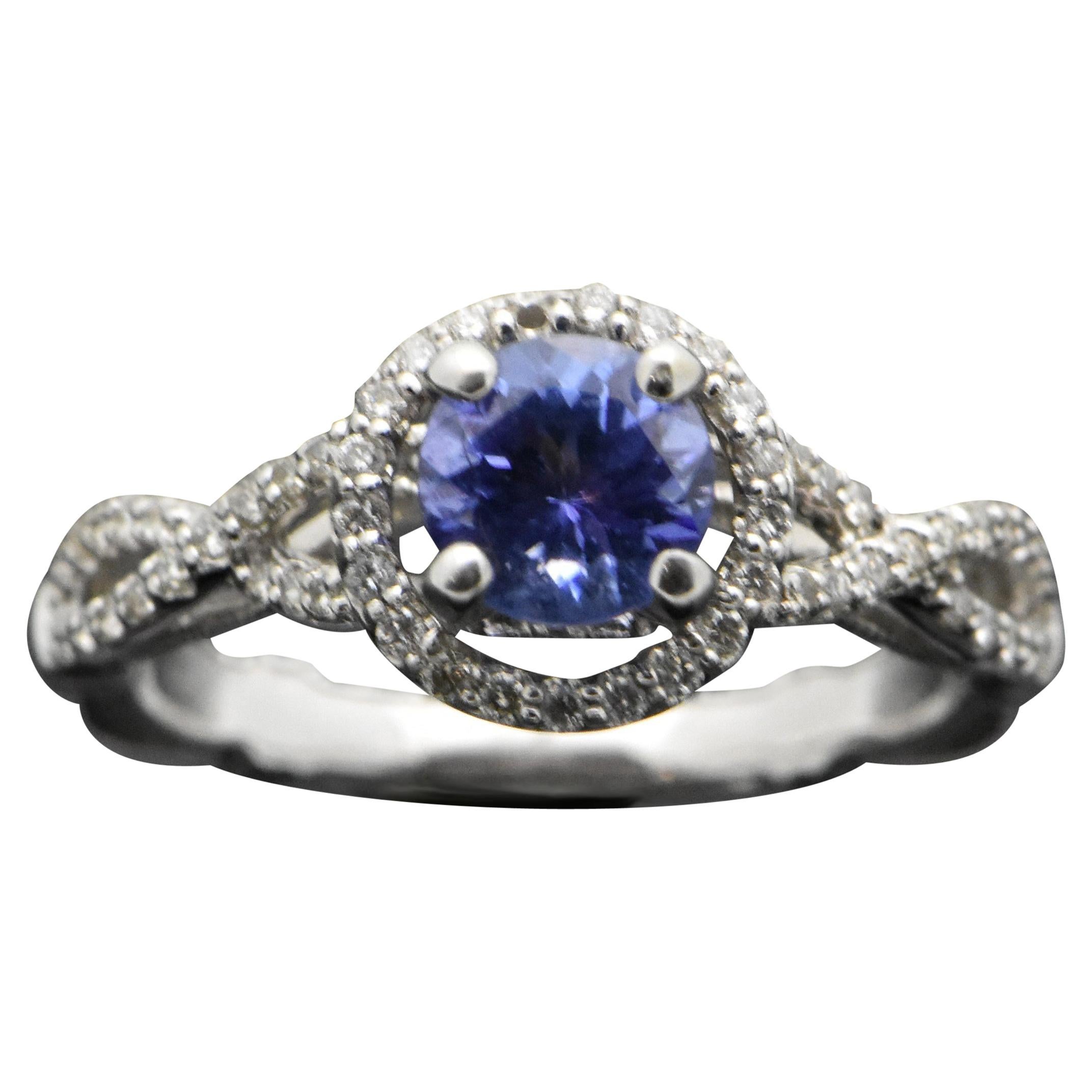 100 Authentic LeVian Solid 14 Karat White Gold Tanzanite and Diamond