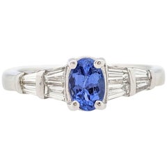 14 Karat White Gold Tanzanite and Diamond Ring