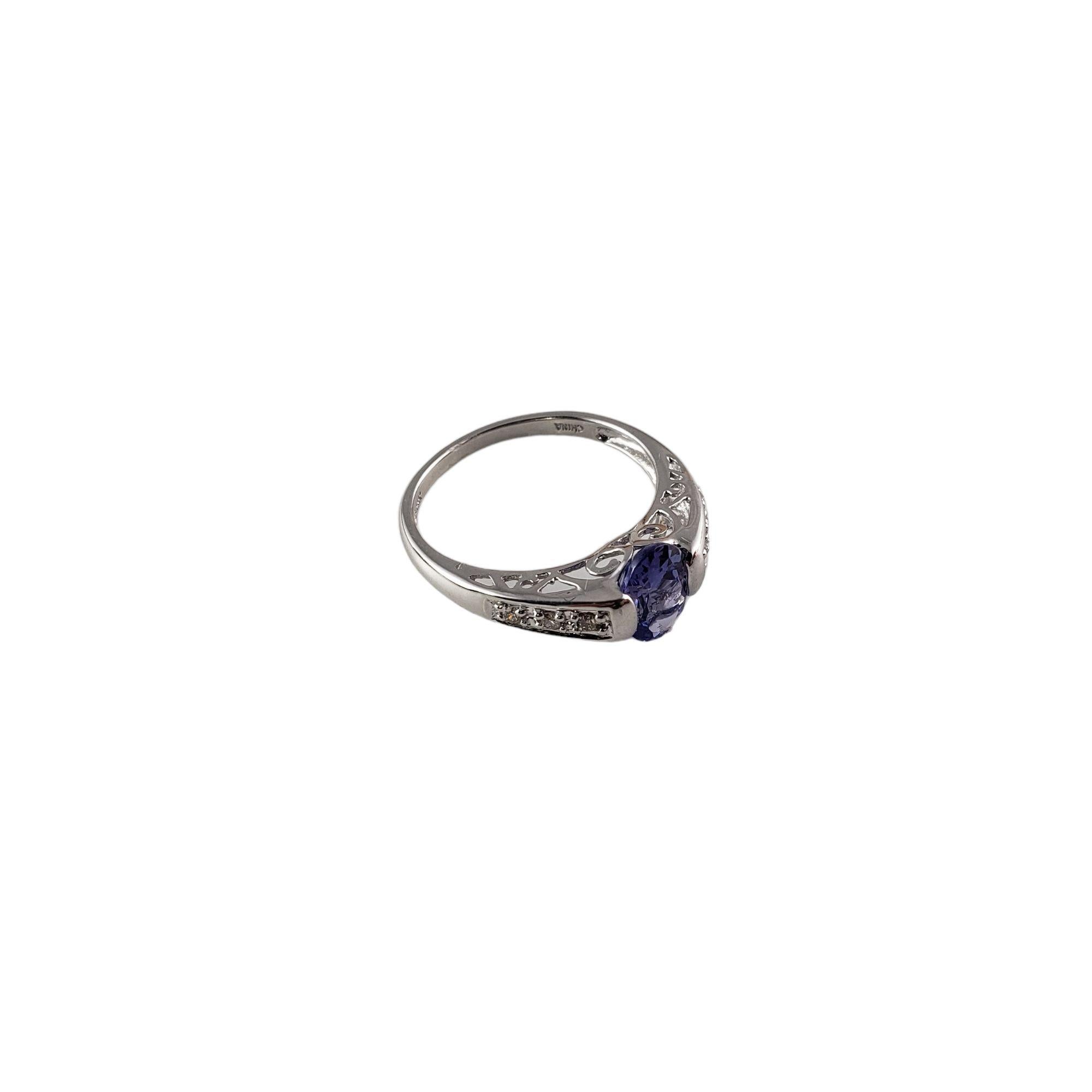 Oval Cut 14 Karat White Gold Tanzanite and Diamond Ring #13916 For Sale