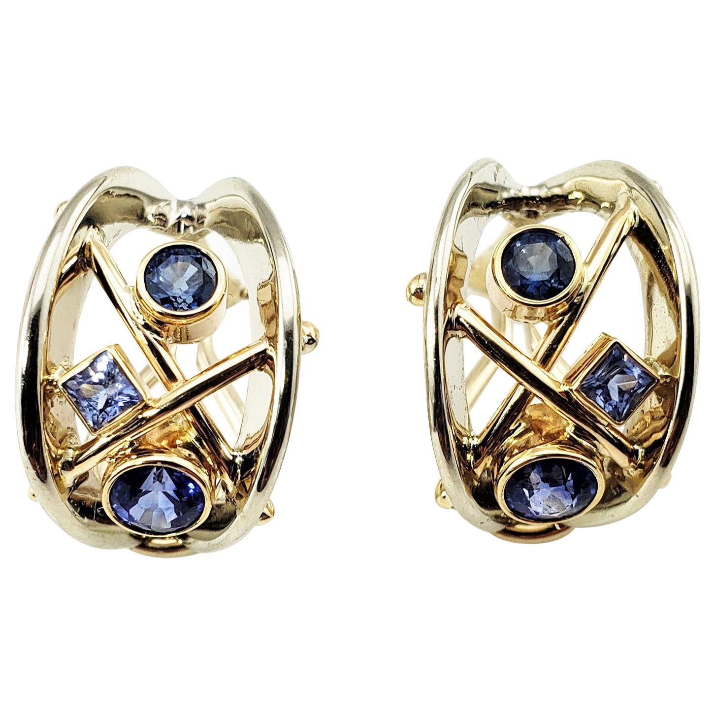 14 Karat White Gold Tanzanite Clip On Earrings  For Sale