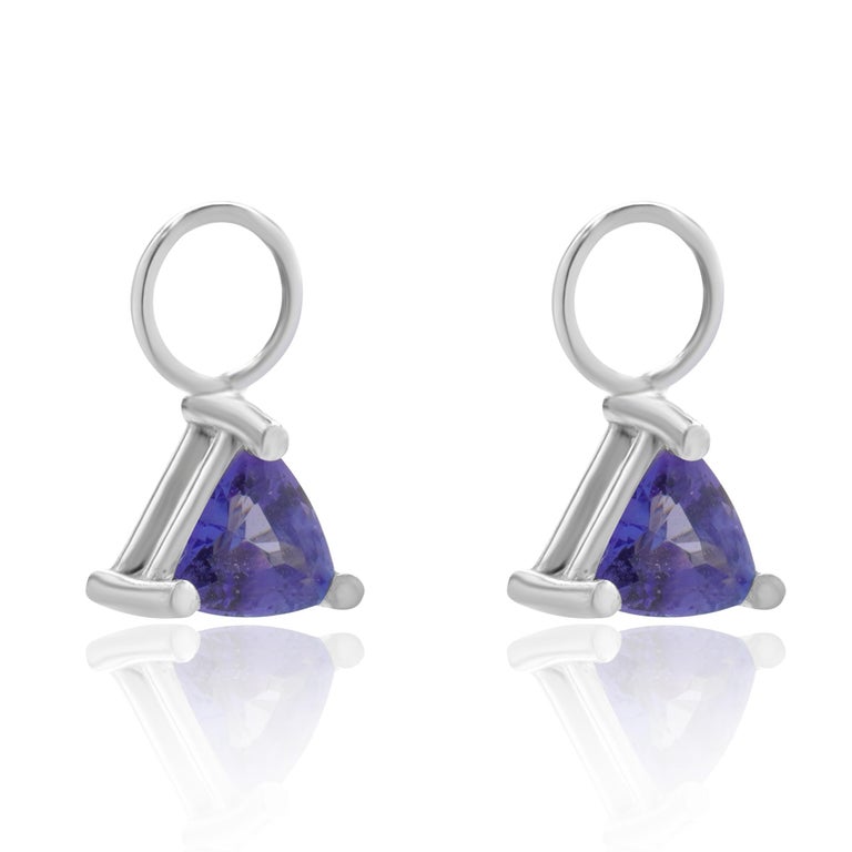 Orecchini in oro bianco 18k con tanzanite ovale e diamanti, 2 cm circa | GV