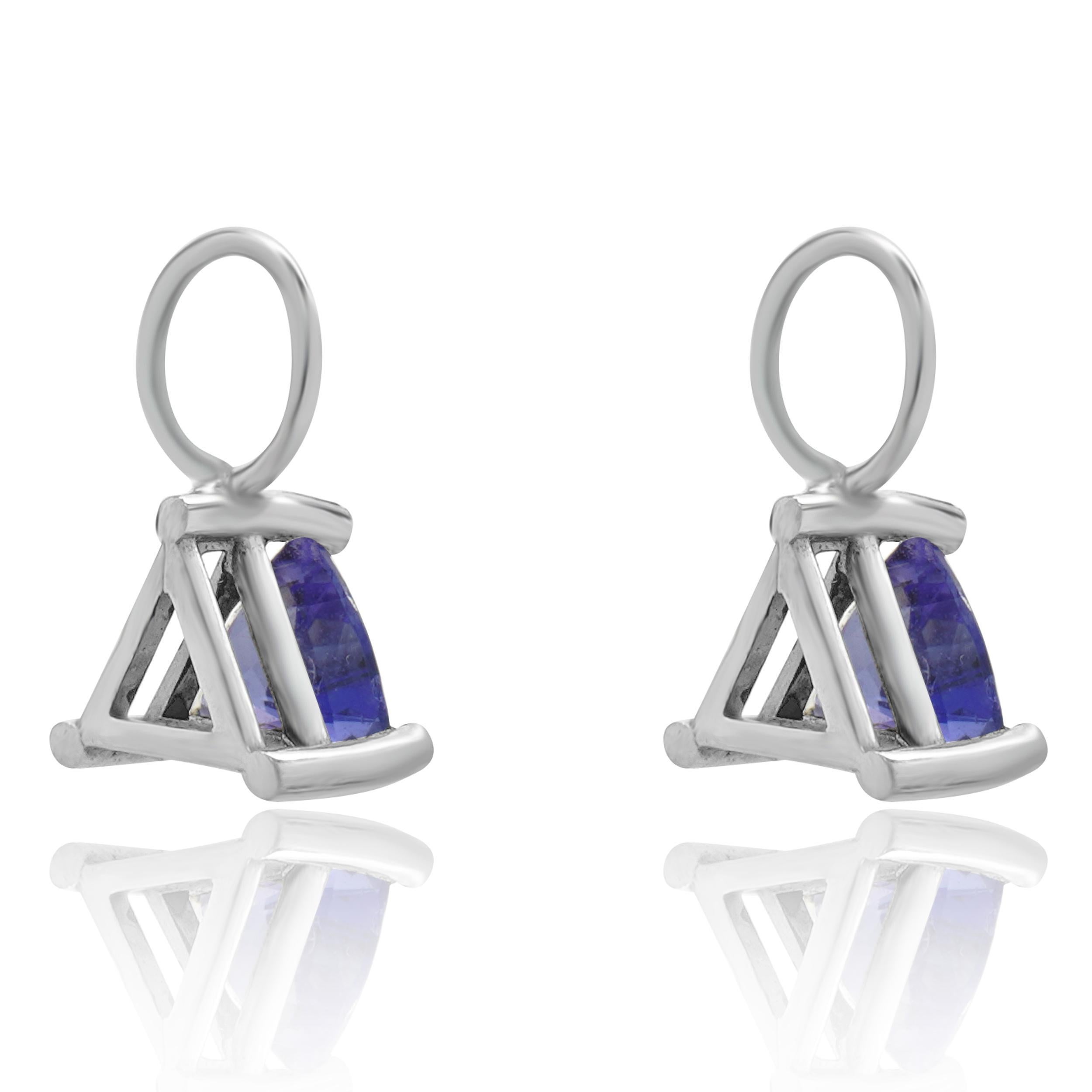 Taglio trillion Orecchini con tanzanite in oro bianco 14 carati in vendita