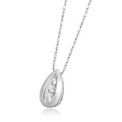 14 Karat White Gold Teardrop Diamond Pendant Necklace