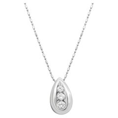 14 Karat White Gold Teardrop Diamond Pendant Necklace