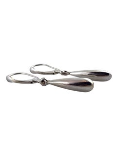 14 Karat White Gold Teardrop Drop Earrings #18778