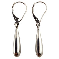 Vintage 14 Karat White Gold Teardrop Drop Earrings #18778