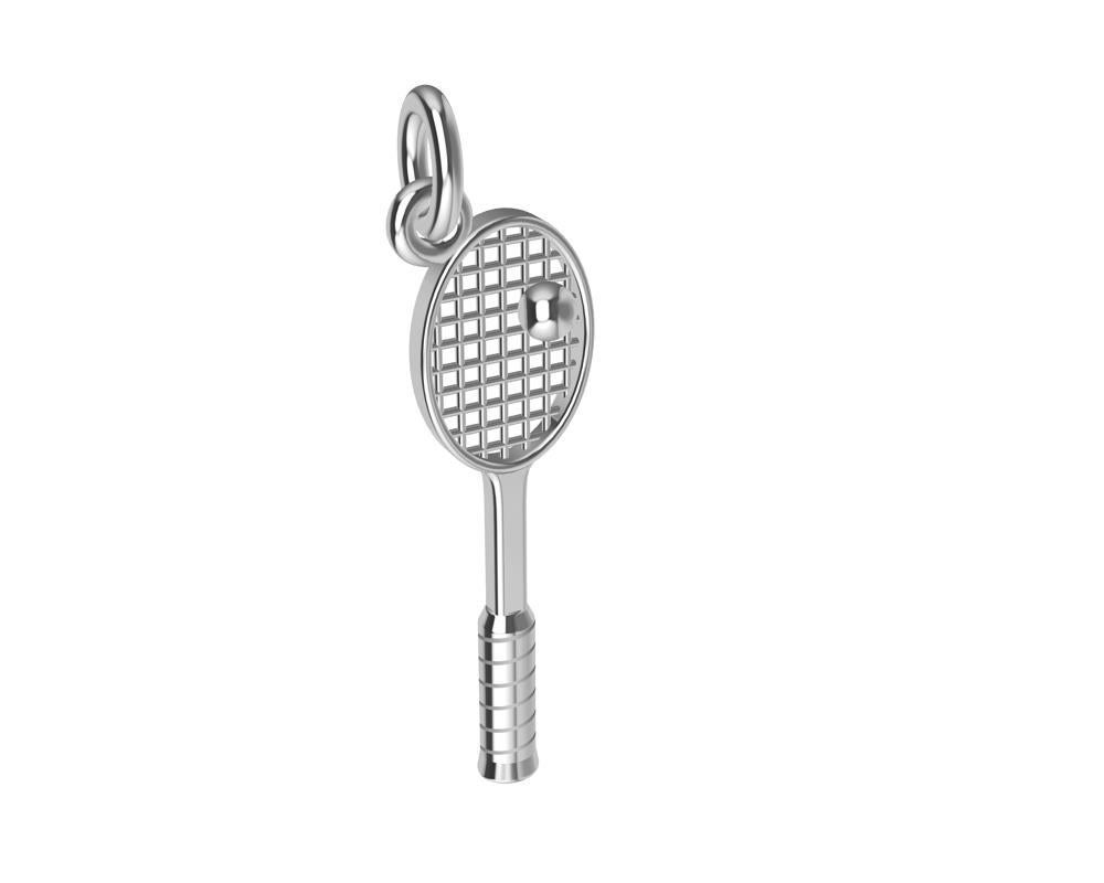 14 Karat White Gold Tennis Racket Charm In New Condition For Sale In New York, NY