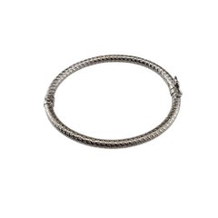 Pulsera brazalete ovalada texturizada de oro blanco de 14 quilates nº 21243