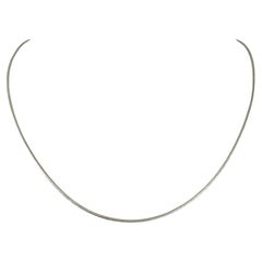 14 Karat White Gold Thin Diamond Cut Snake Link Necklace Italy 