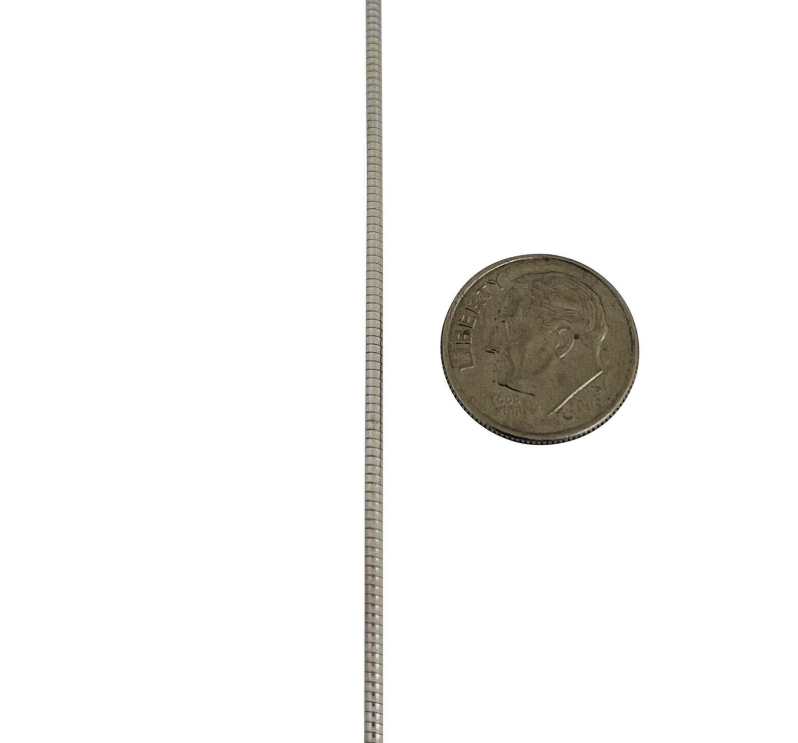 14 Karat White Gold Thin Solid Snake Link Necklace, Italy 1