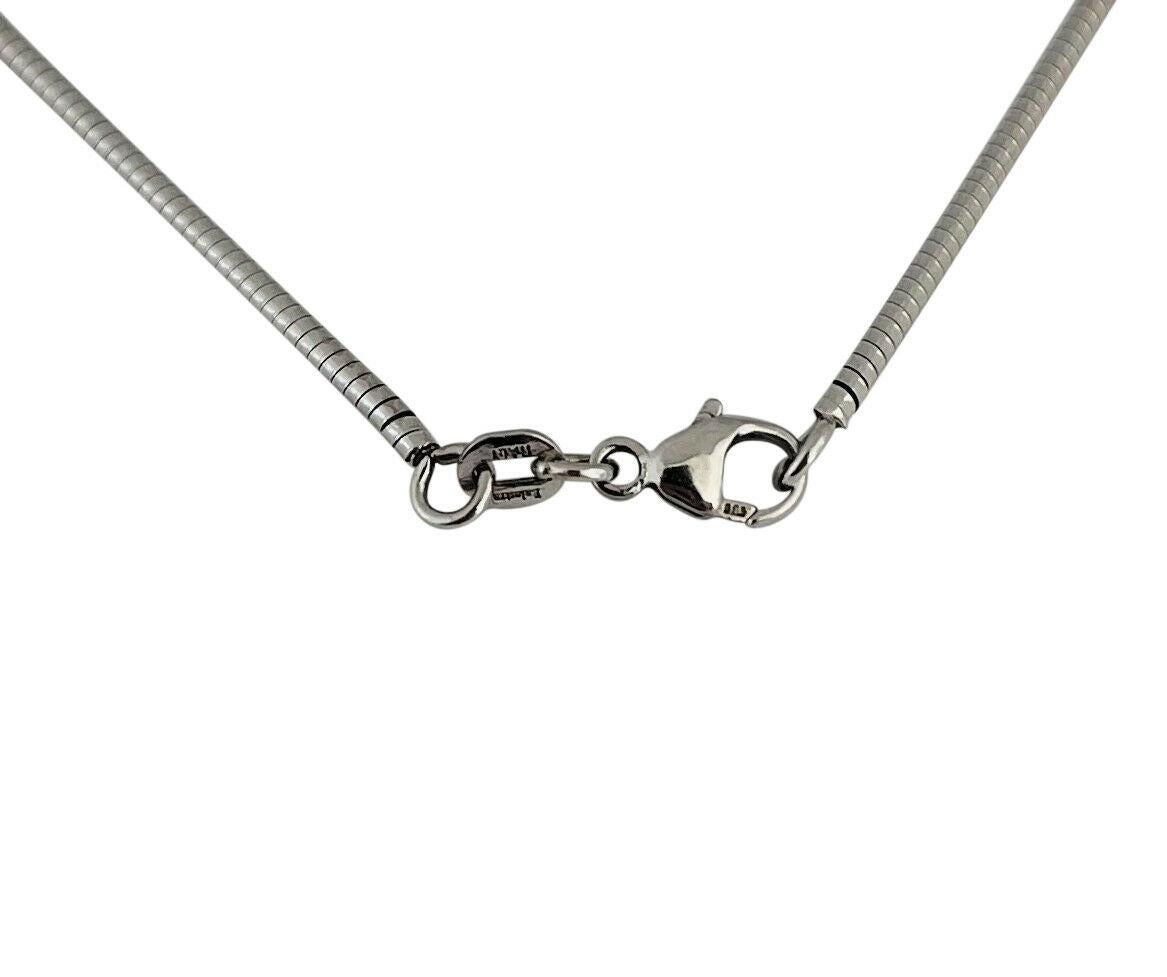 14 Karat White Gold Thin Solid Snake Link Necklace, Italy 2