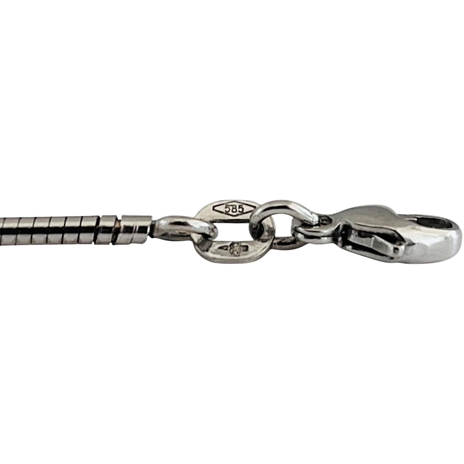 14 Karat White Gold Thin Solid Snake Link Necklace, Italy 4