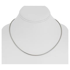 14 Karat White Gold Thin Solid Snake Link Necklace, Italy