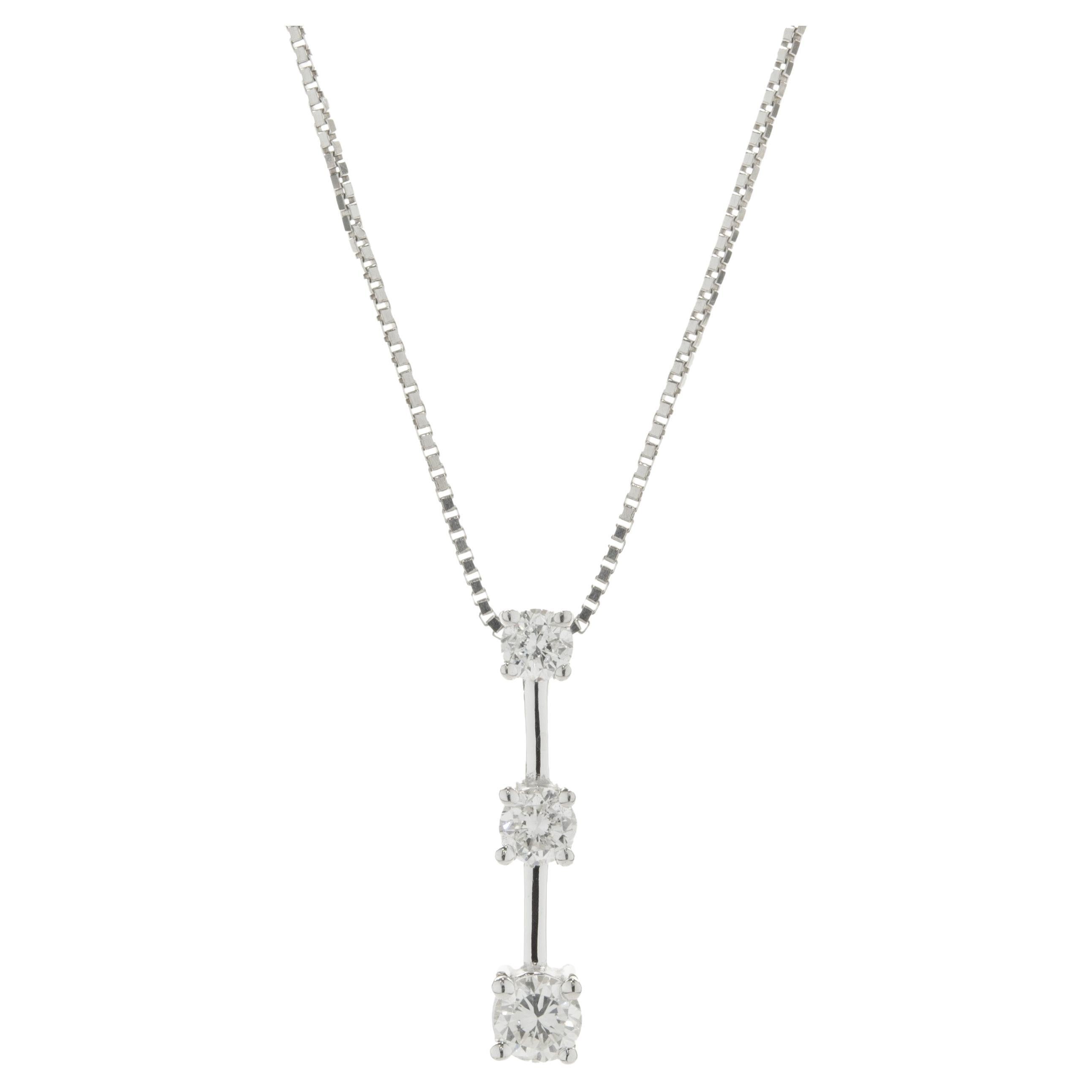 Charming 14 Karat White Gold Dancing Diamond Necklace For Sale (Free ...