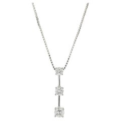 14 Karat White Gold Three Diamond Station Necklace