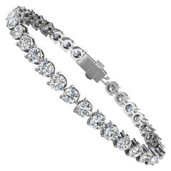 14 Karat White Gold Three Prongs Diamond Tennis Bracelet '10 Carat'