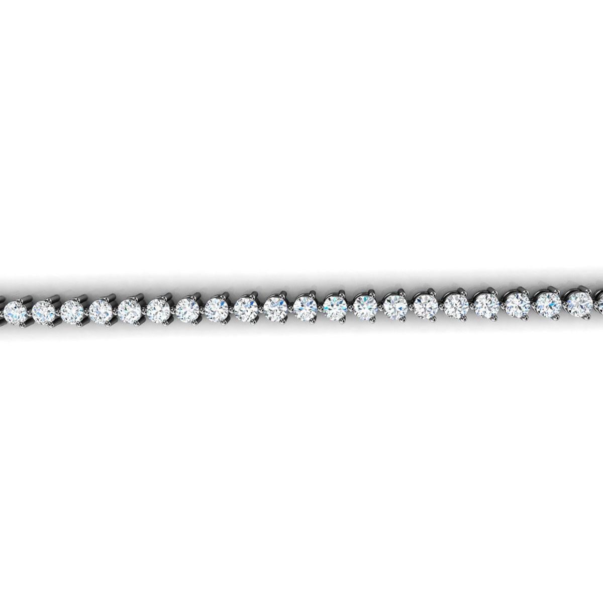 Bracelet tennis en or blanc 14 carats à trois griffes avec diamants de 3 carats Neuf - En vente à San Francisco, CA