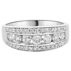14 Karat White Gold Three Row Channel Set Diamond Ring