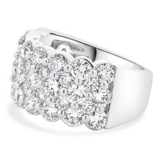 14 Karat White Gold Three Row Diamond Band