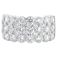 14 Karat White Gold Three Row Diamond Band