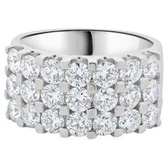 Bracelet cigare à trois rangées de diamants en or blanc 14 carats