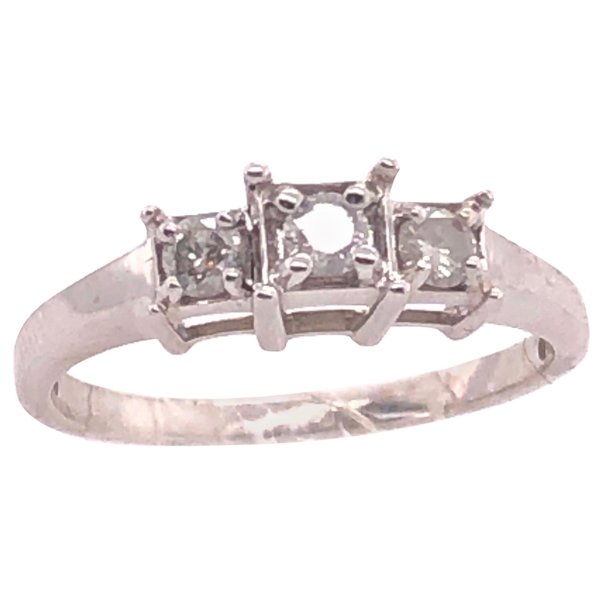 14 Karat White Gold Three-Stone Diamond Engagement Anniversary Wedding Ring