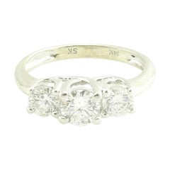 14 Karat White Gold Three-Stone Diamond Ring