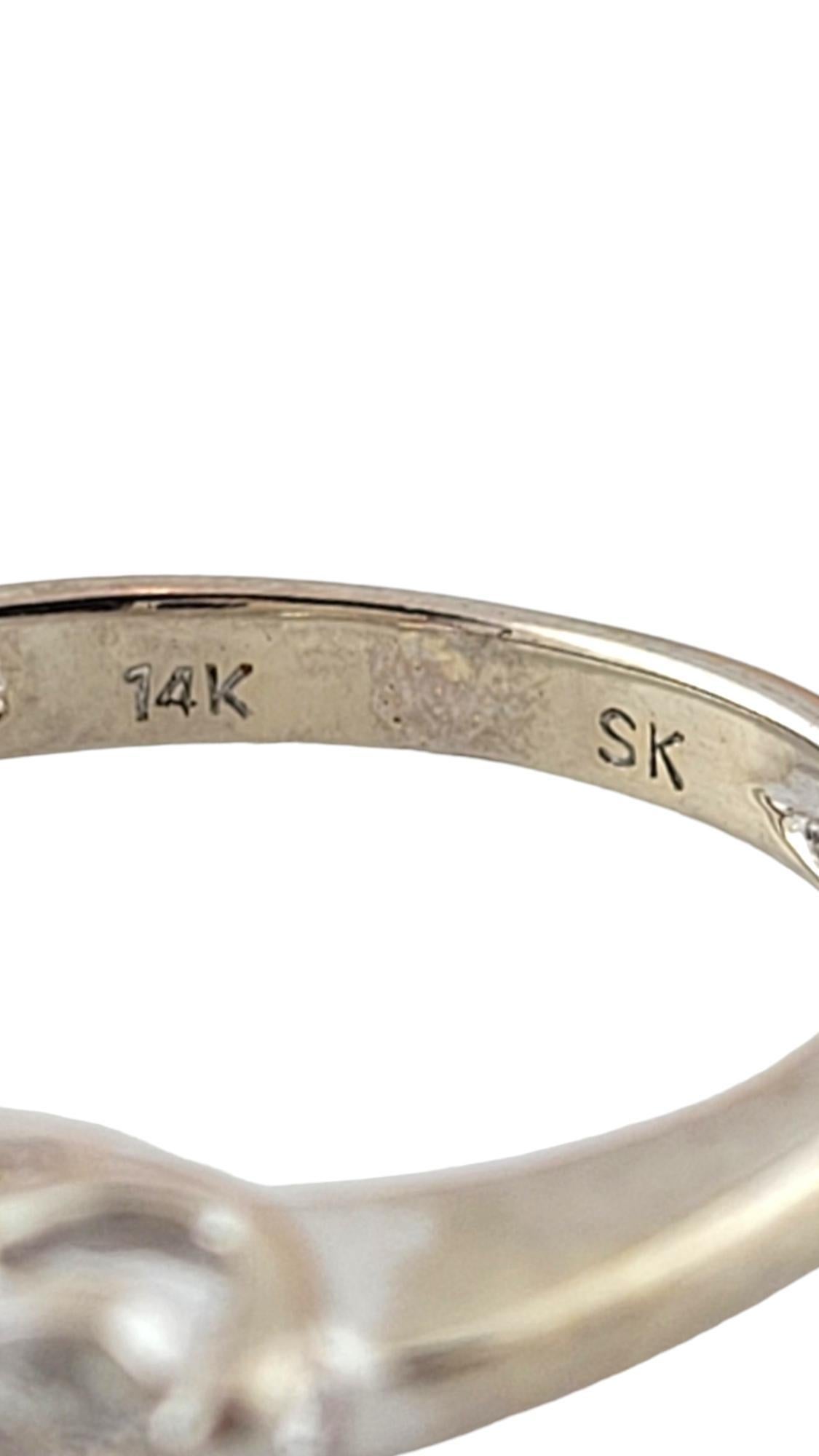 Women's 14 Karat White Gold Three Stone Diamond Ring Size 5 #16992 For Sale
