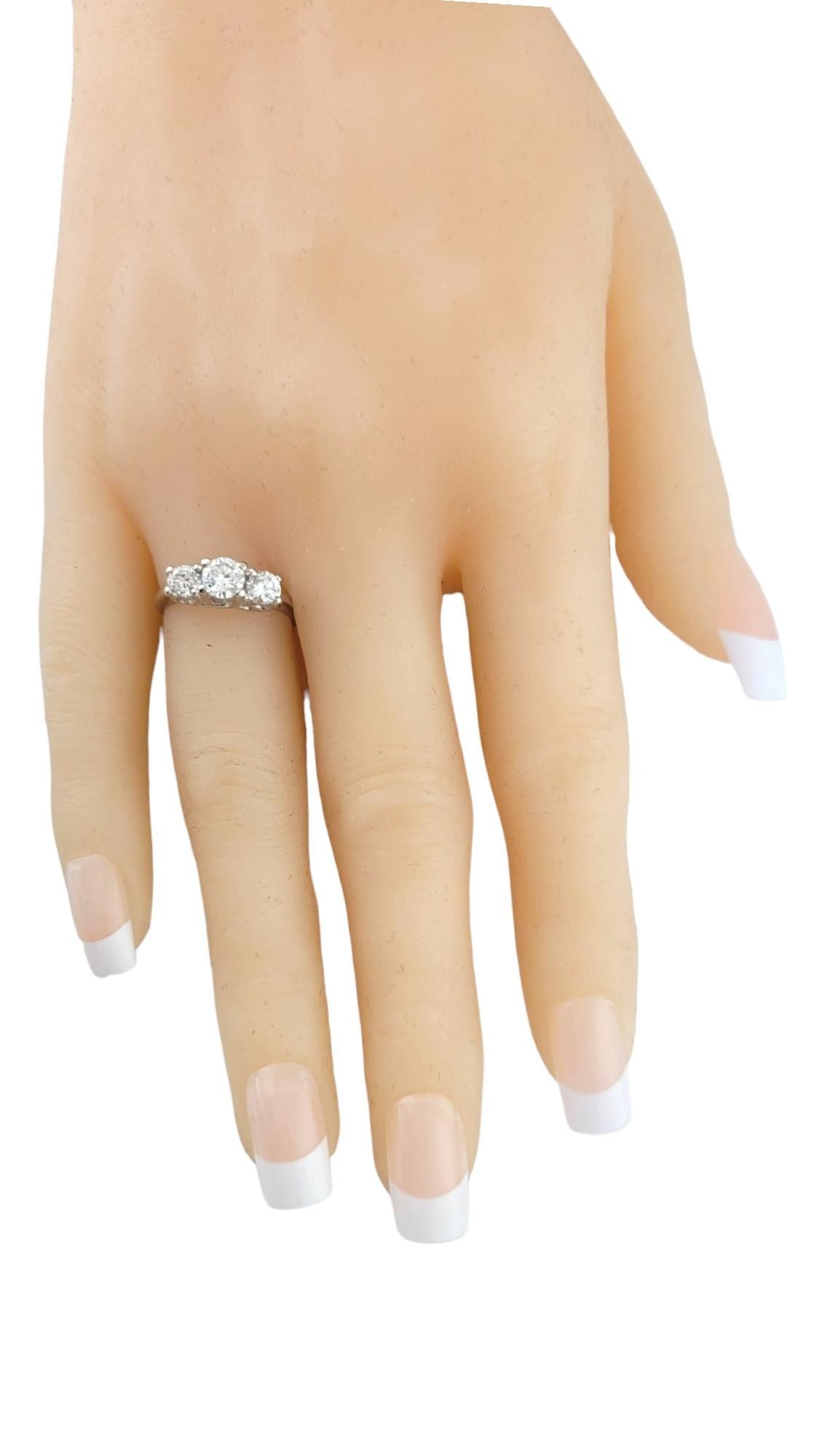 14 Karat White Gold Three Stone Diamond Ring Size 5 #16992 For Sale 1