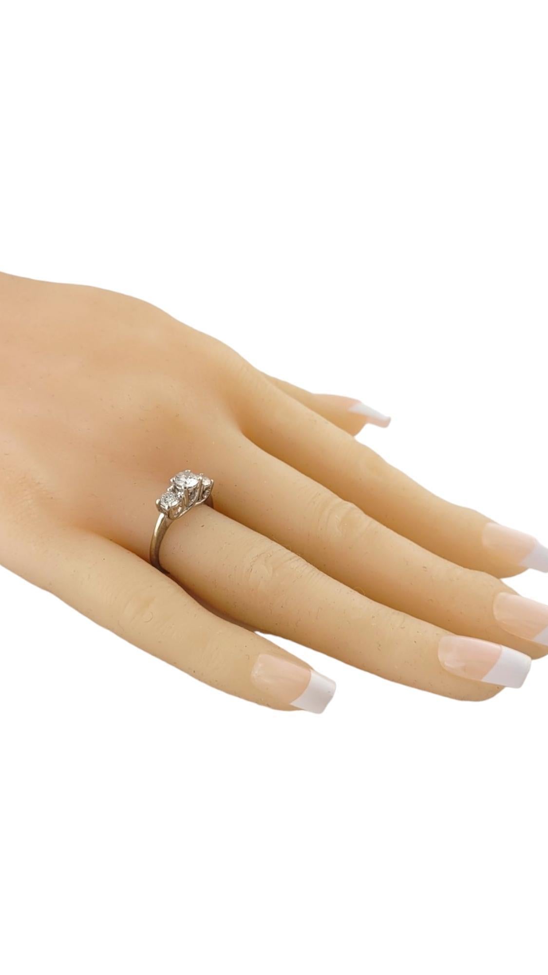 14 Karat White Gold Three Stone Diamond Ring Size 5 #16992 For Sale 2