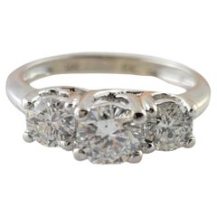14 Karat White Gold Three Stone Diamond Ring Size 5 #16992