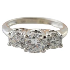 14 Karat White Gold Three Stone Diamond Ring Size 5 #16992