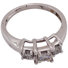 14 Karat White Gold Three-Stone Engagement Bridal Band Ring 0.20 TDW