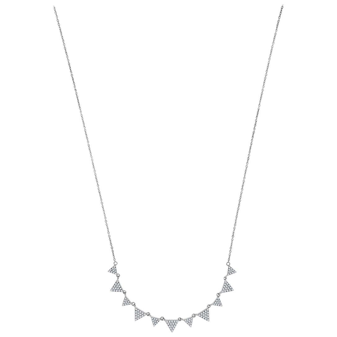 14 Karat Weißgold Dreieckige Diamant-Halskette '1/2 Karat' im Angebot
