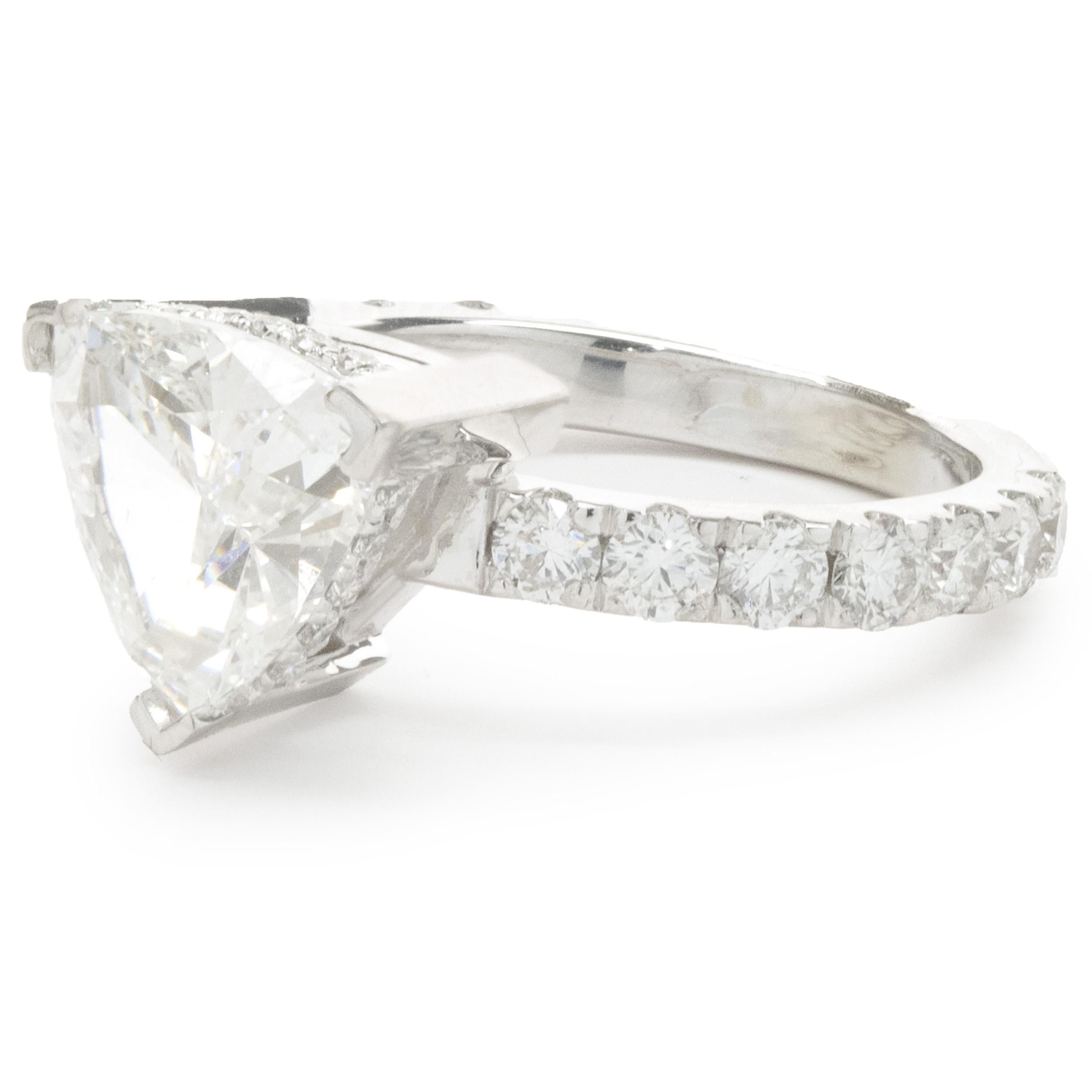 14 Karat White Gold Trillion Cut Diamond Engagement Ring In Excellent Condition For Sale In Scottsdale, AZ