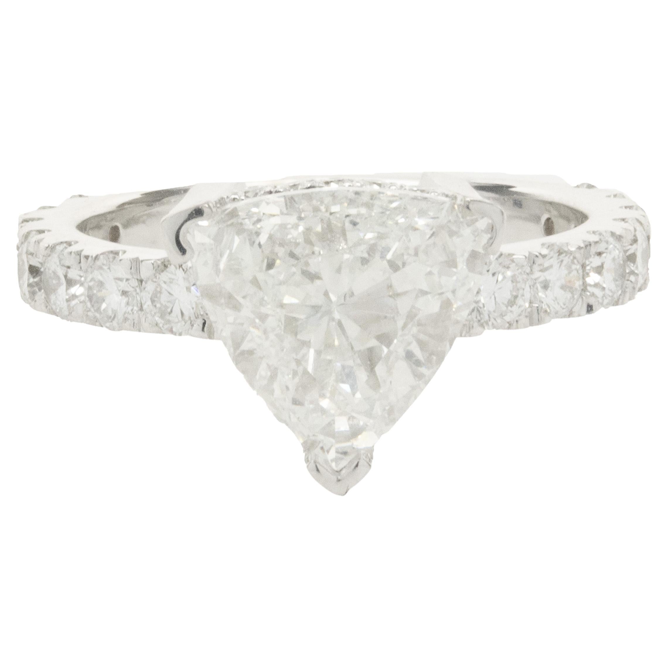 14 Karat White Gold Trillion Cut Diamond Engagement Ring For Sale