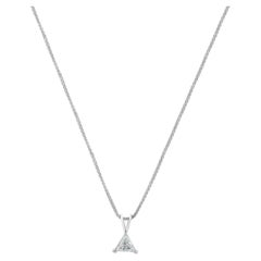 14 Karat White Gold Trillion Cut Diamond Solitaire Necklace