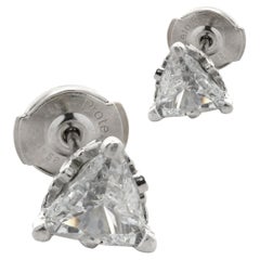 14 Karat White Gold Trillion Cut Diamond Stud Earrings