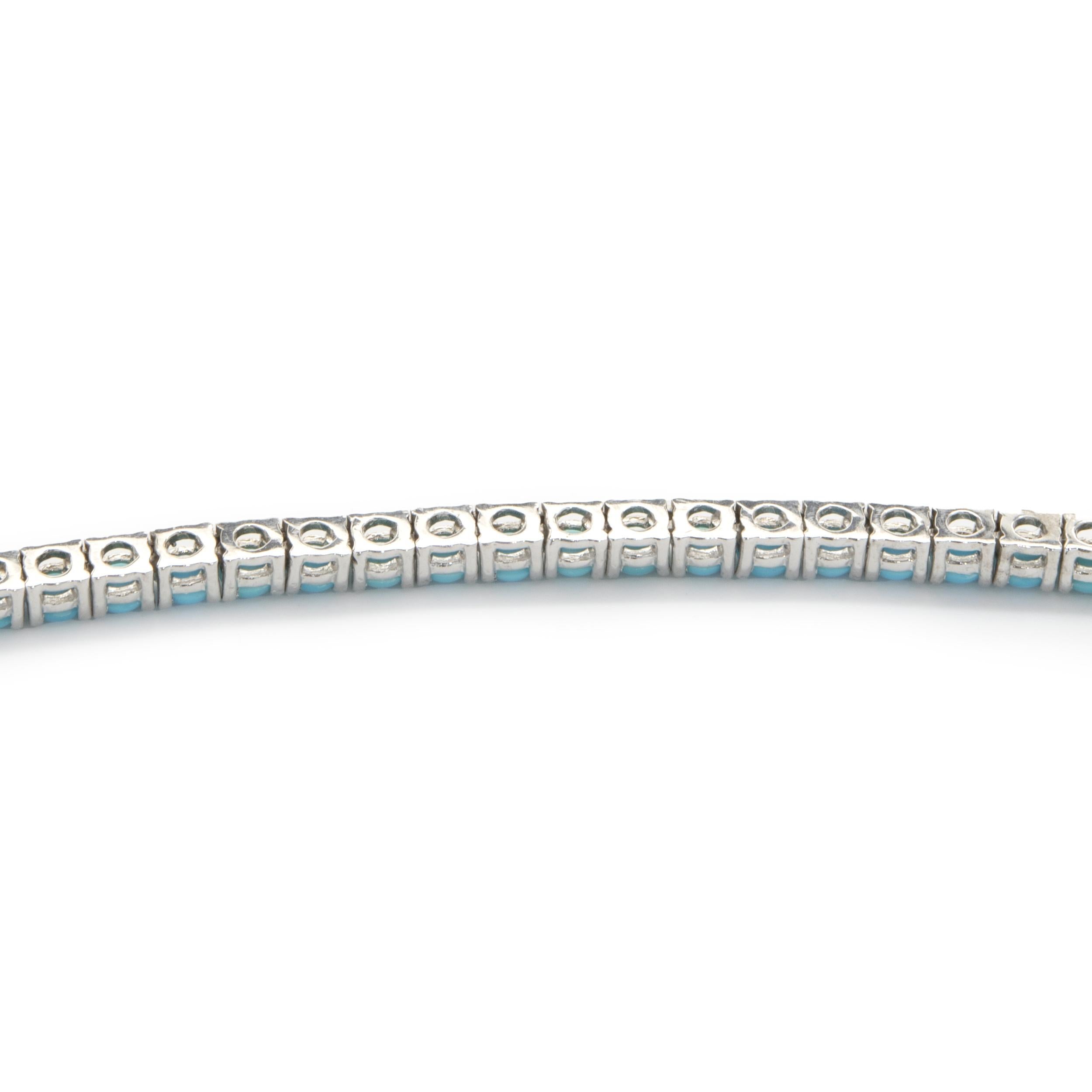 14 Karat White Gold Turquoise Adjustable Choker Necklace In Excellent Condition In Scottsdale, AZ
