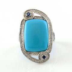 14 Karat White Gold Turquoise Estate Ring