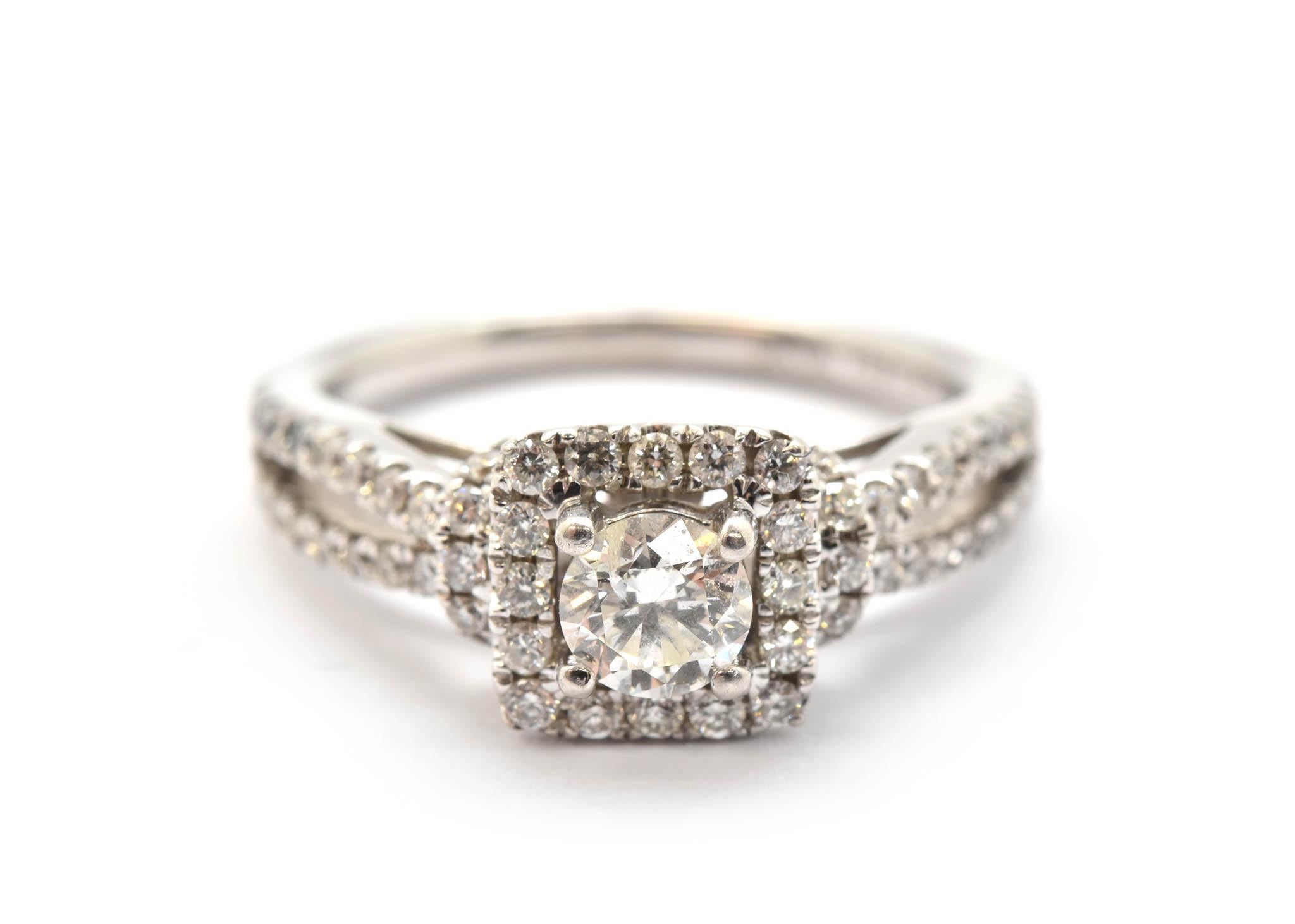 14 Karat White Gold Vera Wang “Love” Collection Diamond Engagement Ring In Excellent Condition In Scottsdale, AZ