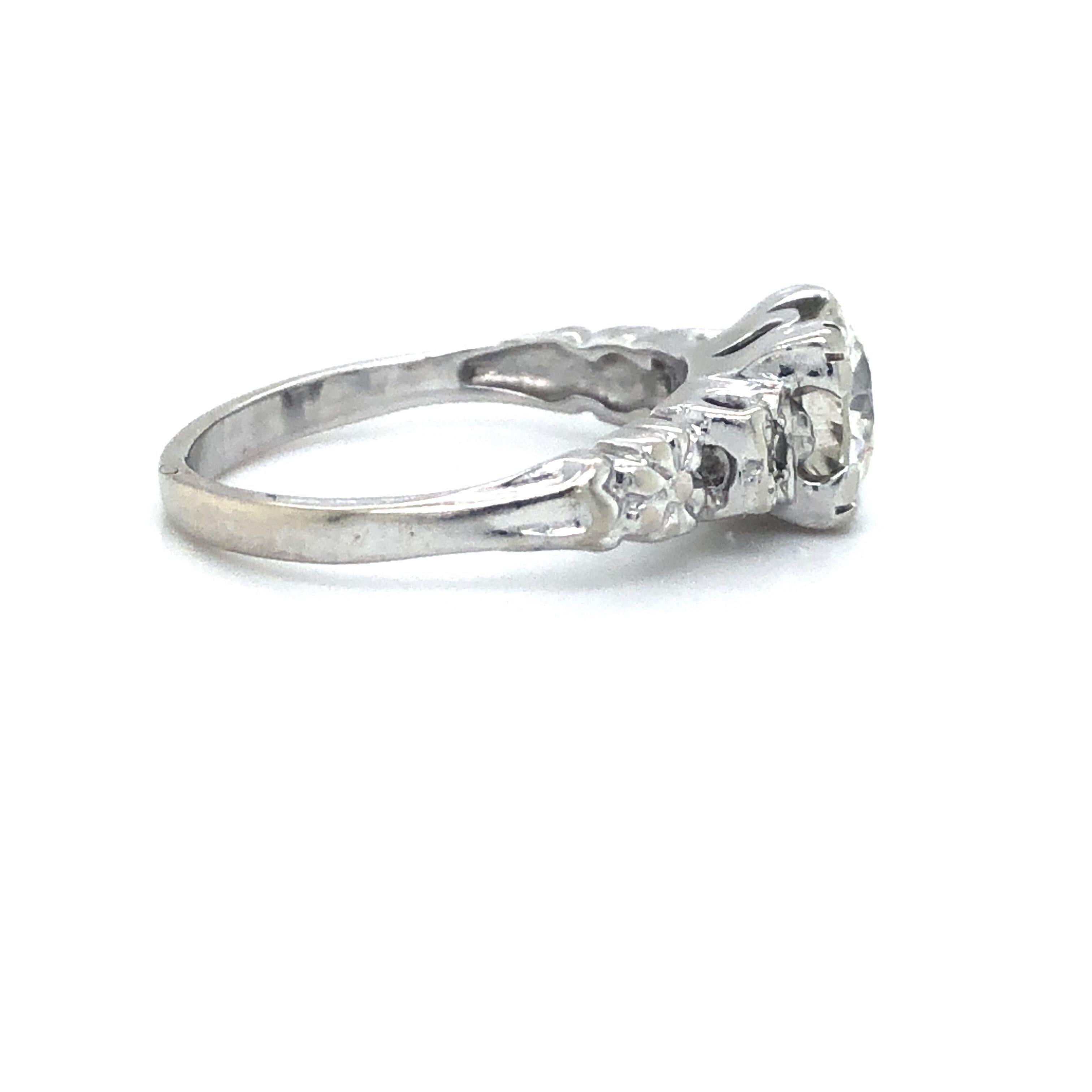 14 Karat White Gold Vintage 1 Carat European Cut Diamond Engagement Ring 1