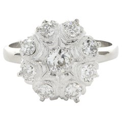 14 Karat White Gold Vintage Art Deco Diamond Cluster Ring