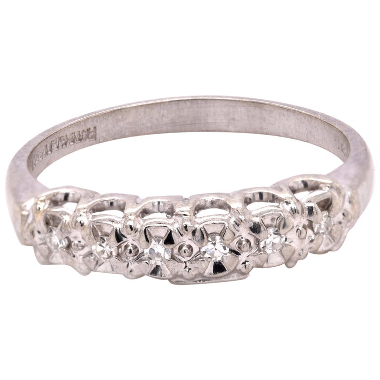 14 Karat White Gold Vintage Diamond Band For Sale at 1stDibs | 14k ...
