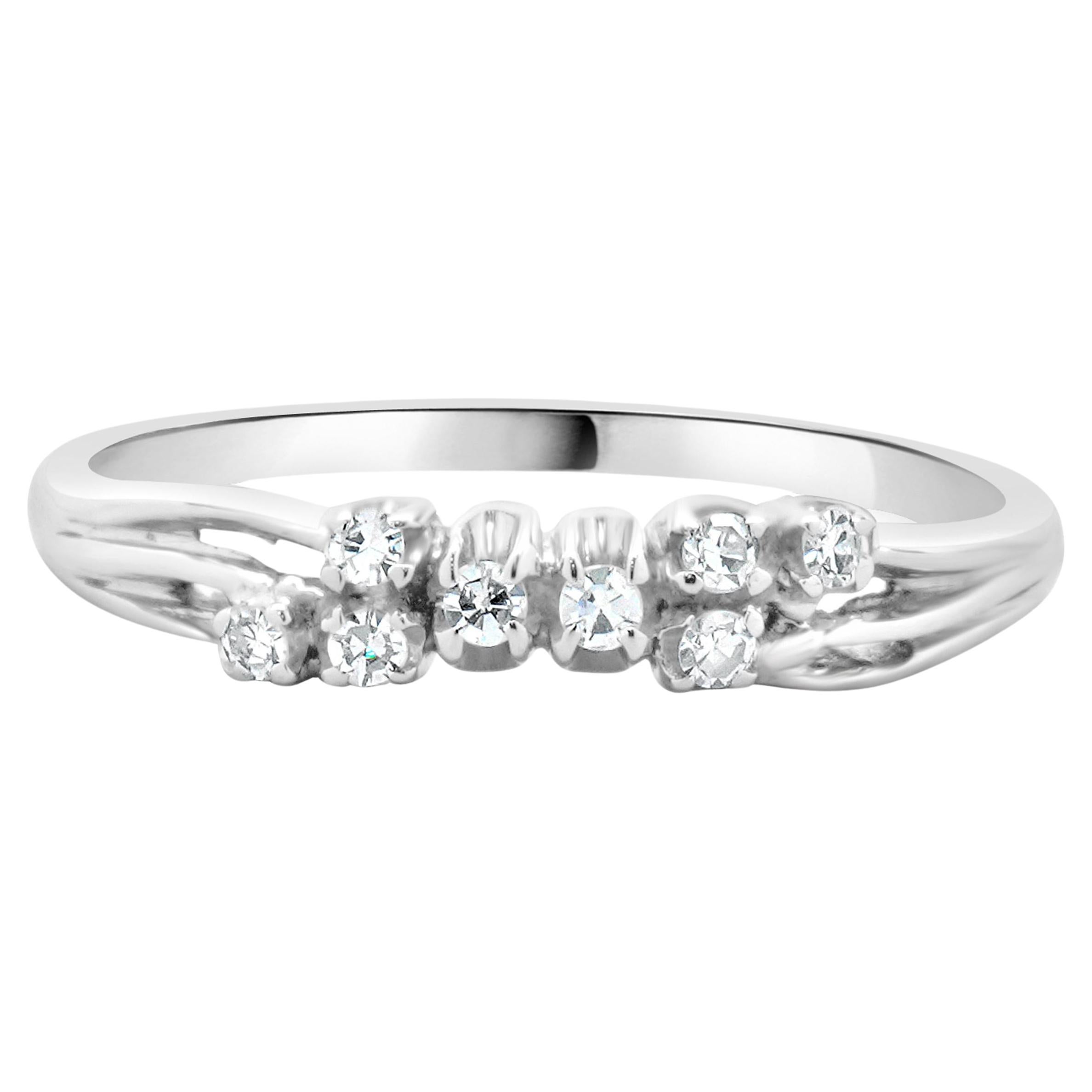 Anillo Bypass Diamante Vintage Oro Blanco 14 Kilates