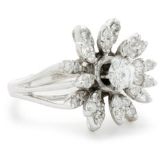 14 Karat White Gold Vintage Diamond Snowflake Cocktail Ring