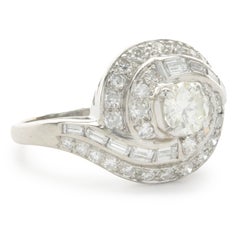 14 Karat White Gold Vintage Diamond Swirl Ring